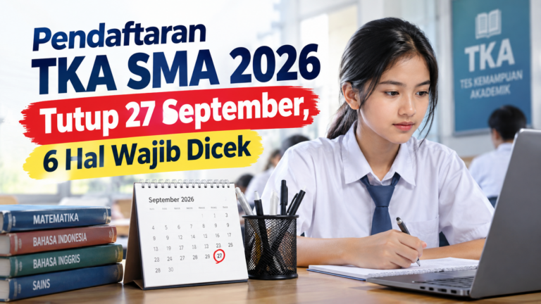 Pendaftaran TKA SMA 2026 Tutup 27 September, 6 Hal Wajib Dicek
